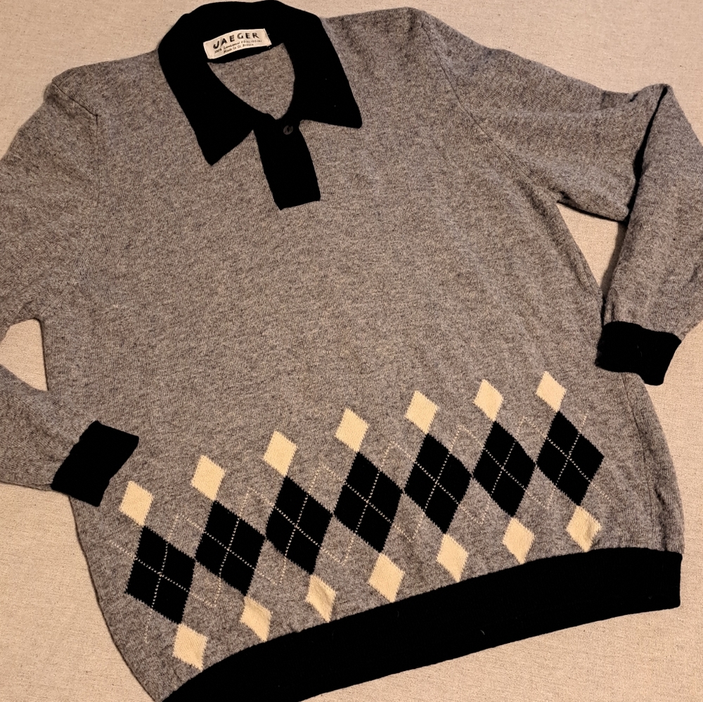 Vintage Gray Argyle Sweater